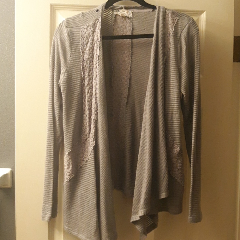 Lovely grey, lace detailed sweater